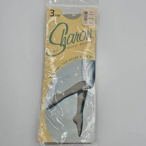 Sharon Gold Medal 2 Pair Beige Comfort Top Sheer Knee High Fits 8-11 Vintage